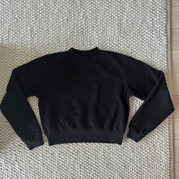 Cotton Citizen Milan Cropped Crew Sweatshirt - Women’s Size S - Jet Black - Picture 4 of 6